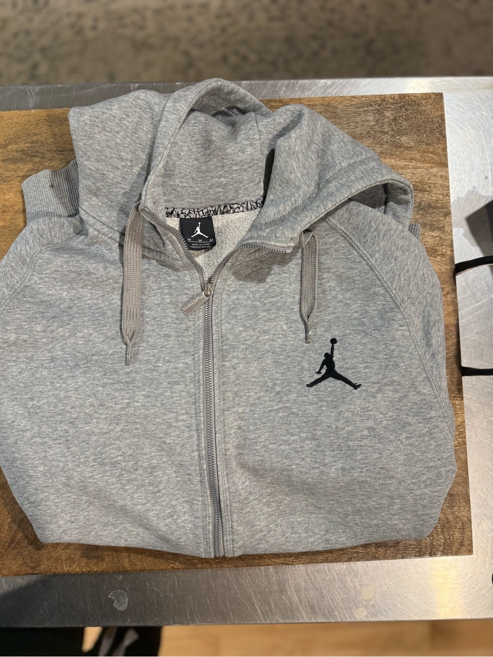 Jordan Men’s Gray Full-Zip Hoodie with Jumpman Logo